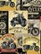 Fabric Timeless Treasures Packed Vintage Motorcycle Signs by the Quarter Yard FUN-CD8049